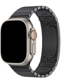 Apple Watch Uyumlu Siyah Paslanmaz Çelik Bilezik Akıllı Saat Kordonu 45-49mm Series 7, 8, 9, 10, SE, Ultra - 4