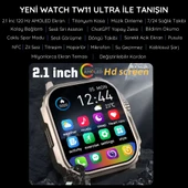 Watch Ultra TW11 Siyah AMOLED Ekranlı Akıllı Saat, Su Geçirmez GPS NFC iPhone  Huawei Uyumlu 8,9,10 - 4