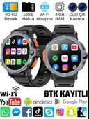 Watch PG Siyah 4G LTE Yuvarlak Akıllı Saat 16GB SIM Kartlı Kameralı WiFi Çocuk Huawei iPhone Uyumlu 8 9 10 - 1