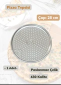 Çelik Pizza Tepsisi 28 cm Paslanmaz Çelik Tepsi - 1