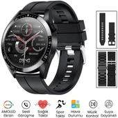 1.52 İnç AMOLED Spor Erkek Akıllı Saat - Yuvarlak Kasa, Android-Huawei - iPhone Uyumlu Watch 8,9,10 - 1
