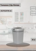 Çöp Kovası Aç-Kapa Banyo Çöp Kutusu Küçük Mutfak Çöp Kovası Gri 8 Litre - 1