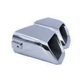 Krom Kaplama Difüzör Egzoz Ucu Görünümlü Aksesuar - 25 cm Plastik Malzeme Dekoratif Köşeli Egzoz Ucu - 4