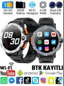 Watch PG Gümüş 4G LTE Yuvarlak Akıllı Saat 16GB SIM Kartlı Kameralı WiFi Çocuk Huawei iPhone Uyumlu 8 9 10 - 1