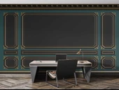 3D Siyah ve Yeşil Panel Altın Motif Görünümlü Duvar Kağıdı Baskı thumbnail 3