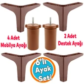 Mobilya Tv Ünitesi Koltuk Kanepe Destek Ayağı 12 Cm 6'lı Set Ahşap Desenli Baza Ayakları thumbnail 1