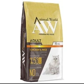Animal World Hairball Tüy Yumağı Önleyici Tavuklu Yetişkin Kedi Maması 15 kg - 1