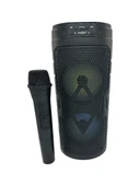 Karaoke Kablosuz Mikrofonlu Bluetooth Hoparlör Led Işıklı Taşınabilir Kablosuz Speaker - 3