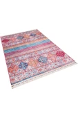 Şal Desen Pamuk Taban Yıkanabilir Dekoratif Halı  KİREMİT 160X230 - 2