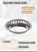 Çelik Meyvelik Tabak 22 cm Paslanmaz Çelik Tabak - 1