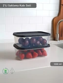 Dikdörtgen 2'Li Saklama Kabı Bpa Free Derin Dondurucu için Uygun Beslenme Kabı 1200 ml - 1