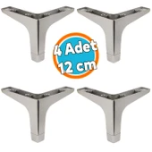 Mobilya Kanepe Sehpa TV Ünitesi Koltuk Ayağı 12 cm Parlak Krom Baza Ayak 4 Adet thumbnail 1