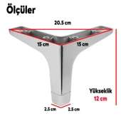 Mobilya Kanepe Sehpa TV Ünitesi Koltuk Ayağı 12 cm Parlak Krom Baza Ayak 4 Adet thumbnail 3