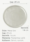 Çelik Yer Sofrası Sini – 29 cm Paslanmaz Çay ve Sunum Tepsisi, Geleneksel Mutfak Ürünü thumbnail 3