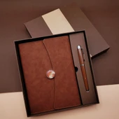 Özel Kutulu Deri Defter Ve Roller Kalem Seti - 4