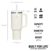 STANLEY QUENCHER PİPETLİ TERMOS KREM RENK - 3