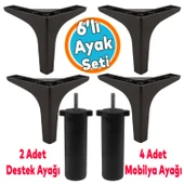 Mobilya Tv Ünitesi Koltuk Kanepe Destek Ayağı 14 Cm Siyah Baza Ayakları M8 Destek 6'lı Set thumbnail 1