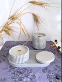 Desenli Desing 3'lü Set Kokulu Mumluk Dekoratif Mum Seti(AÇIK GRİ)(KOKULU)(4 PARÇA) Gri ÇİKOLATA - 3