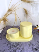 Desenli Desing 3'lü Set Kokulu Mumluk Dekoratif Mum Seti(AÇIK SARI)(KOKULU)(4 PARÇA) Sarı OKYANUS - 2