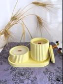 Desenli Desing 3'lü Set Kokulu Mumluk Dekoratif Mum Seti(AÇIK SARI)(KOKULU)(4 PARÇA) Sarı OKYANUS - 1
