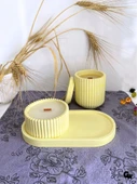 Desenli Desing 3'lü Set Kokulu Mumluk Dekoratif Mum Seti(AÇIK SARI)(KOKULU)(4 PARÇA) Sarı VANİLYA - 4