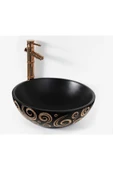 LENA TEZGAH ÜSTÜ ÇANAK LAVABO E-9002 MAT SİYAH DESENLİ - 2