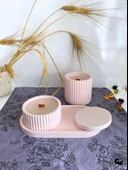 Desenli Desing 3'lü Set Kokulu Mumluk Dekoratif Mum Seti(AÇIK PEMBE)(KOKULU)(4 PARÇA) Pembe ÇİKOLATA - 3