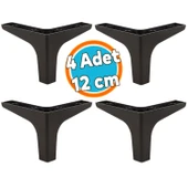 Mobilya Kanepe Sehpa TV Ünitesi Koltuk Ayağı 12 cm Siyah Baza Ayak 4 Adet thumbnail 1
