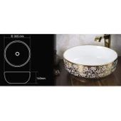 LENA TEZGAH ÜSTÜ ÇANAK LAVABO E-8115 BEYAZ-ALTIN - 2