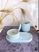 Desenli Desing 3'lü Set Kokulu Mumluk Dekoratif Mum Seti(AÇIK MAVİ)(KOKULU)(4 PARÇA) Mavi ÇİLEK - 4