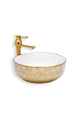 LENA TEZGAH ÜSTÜ ÇANAK LAVABO E-8115 BEYAZ-ALTIN - 4