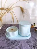 Desenli Desing 3'lü Set Kokulu Mumluk Dekoratif Mum Seti(AÇIK MAVİ)(KOKULU)(4 PARÇA) Mavi AMBER - 2