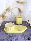 Desenli Desing 3'lü Set Kokulu Mumluk Dekoratif Mum Seti(AÇIK SARI)(KOKULU)(4 PARÇA) Sarı LAVANTA - 3