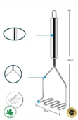 Pratik 24 cm Lüks Paslanmaz Metal Patates Ezici | Patates Ezici Püre Yapıcı thumbnail 6