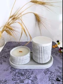 Desenli Desing 3'lü Set Kokulu Mumluk Dekoratif Mum Seti(AÇIK GRİ)(KOKULU)(4 PARÇA) Gri VANİLYA - 2