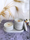 Desenli Desing 3'lü Set Kokulu Mumluk Dekoratif Mum Seti(AÇIK GRİ)(KOKULU)(4 PARÇA) Gri AMBER - 1