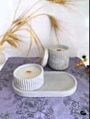 Desenli Desing 3'lü Set Kokulu Mumluk Dekoratif Mum Seti(AÇIK GRİ)(KOKULU)(4 PARÇA) Gri SANDAL - 4