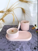 Desenli Desing 3'lü Set Kokulu Mumluk Dekoratif Mum Seti(AÇIK PEMBE)(KOKULU)(4 PARÇA) Pembe AMBER - 4