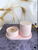 Desenli Desing 3'lü Set Kokulu Mumluk Dekoratif Mum Seti(AÇIK PEMBE)(KOKULU)(4 PARÇA) Pembe OKYANUS - 2