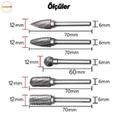 Freze Uç Törpü 5 Parça Uç Seti Kalıpçı Metal Demir Ahşap Plastik Taş Oyma Makinesi Ucu Matkap Uyumlu - 5