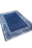 Çerçeve Desenli Pamuk Taban Dijital Baskılı Halı  LACİVERT 100X200 - 4