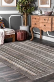 Frenda Home Şal Desen Pamuk Taban Yıkanabilir Halı  GRİ 100X300 - 2