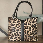 Leopar Desenli Fermuarlı Omuz ve El Çantası - 2