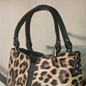 Leopar Desenli Fermuarlı Omuz ve El Çantası - 3
