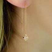 14 Ayar Altın Tektaş Piramit Küpe thumbnail 2