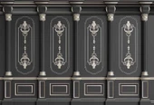 3D Siyah Panel ve Sutün Gümüş Motif Duvar Kağıdı Baskı - 7