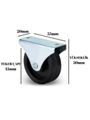 Sabit Tabanlı Masa Tekeri Sehpa ve Dolap Tekeri (Teker Çapı:45 mm Yükseklik:50 mm) Siyah SİYAH - 2 ADET - 2