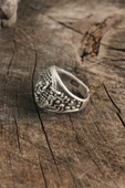 Antik Gümüş Renk Akrep İşleme Ayarlanabilir Erkek Yüzük - 2