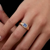 8 Ayar Altın Baget Taşlı Kadın Yüzük - 1