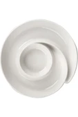 BPA Free Ivy 26,5 cm Servis Tabağı Modern Porselen 1 Yuvarlak Beyaz Servis Tabağı - 1
